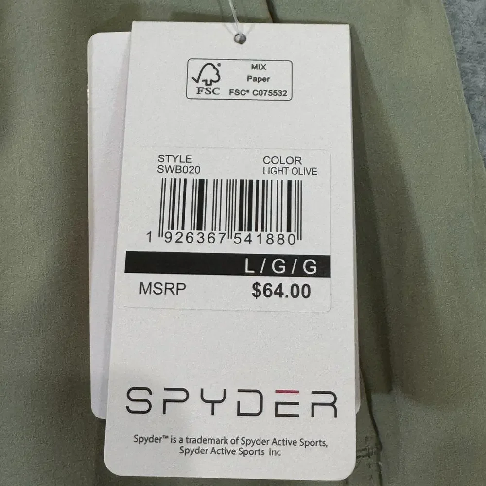 Spyder Men's Active Athletic Shorts Size Large Light Olive Stretch Wicking NWT